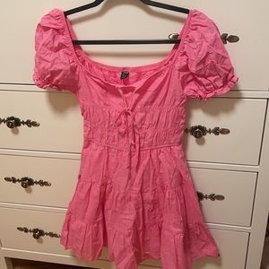 Pink Milkmaid Coquette puff sleeve mini dress cotton summer girly summer Lana